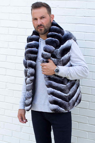 men's natural chinchilla fur vest