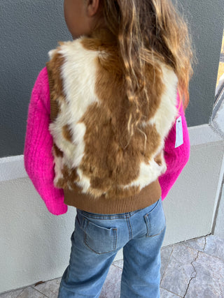 Children's Natural Tan Rabbit Fur Vest