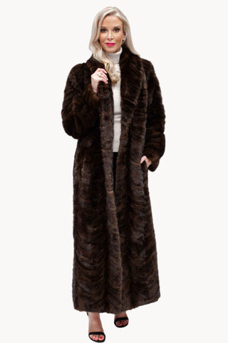 women's mahogany full length mink fur coat