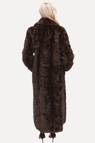 Full Length Mink Fur Coat with Shawl Collar and Bracelet Cuffs (Optional Hood).