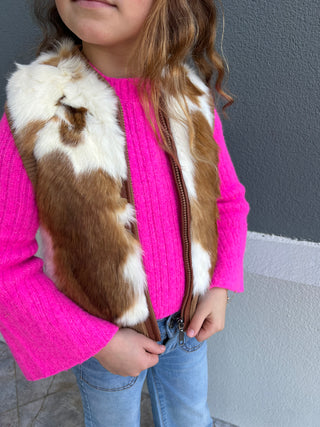 Children's Natural Tan Rabbit Fur Vest