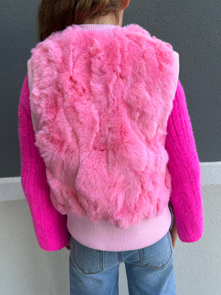 Children's Pink Rabbit Fur Vest