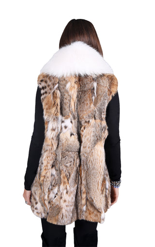 bobcat fur vest with fox collar