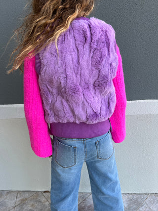 Children's Purple Rabbit Fur Vest