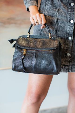 black leather purse