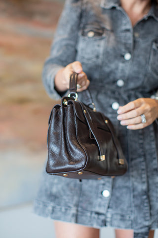 black leather purse