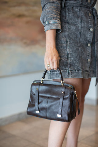 black leather purse