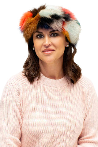 multicolor fox fur headband