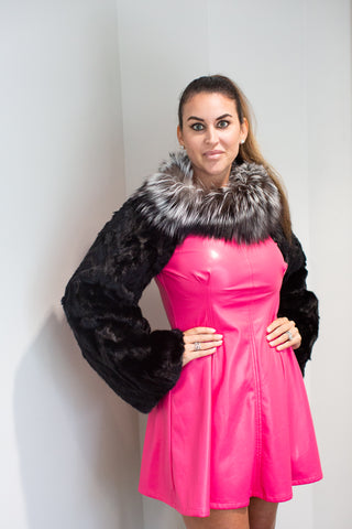 just the sleeves mink fur bolero jacket with straight sleeves