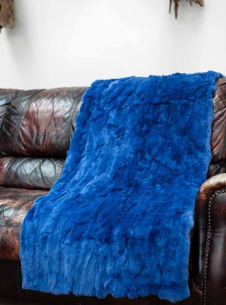 blue rabbit fur throw