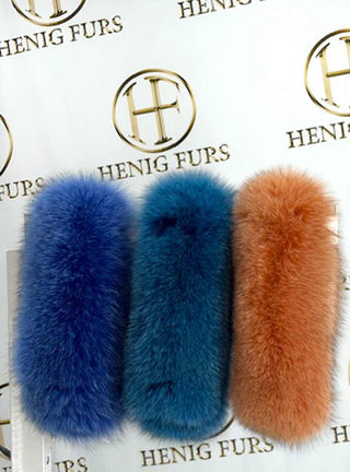 royal blue, teal and orange fox fur headbands