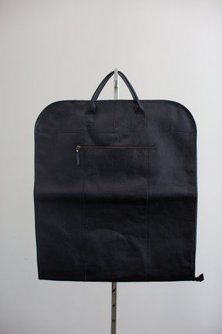 black leather garment bag