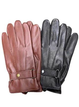 men's genuine leather gloves in cognac & dark brown