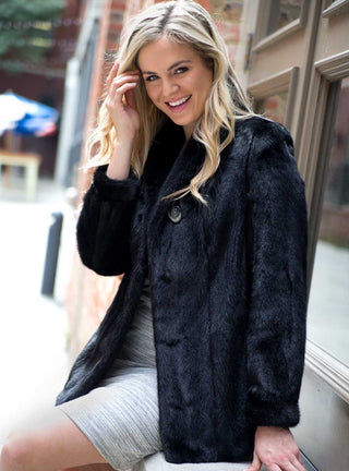 ranch Mink Fur Jacket with Shawl Collar & Bracelet Cuffs