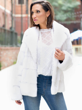 Women's white cropped mink fur jacket