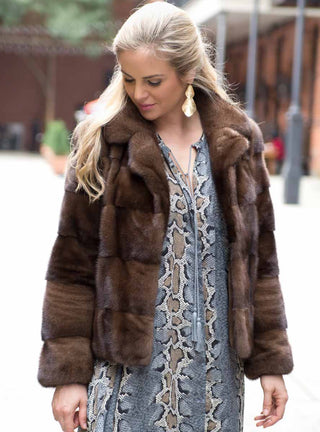 Women's cropped demi buff mink fur jacket