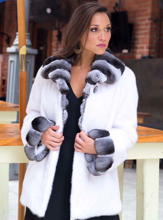 Mink Fur Jacket with Chinchilla Fur Collar and Cuffs.