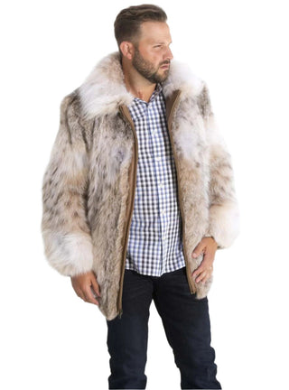 Men's Lynx Fur Bomber Jacket.