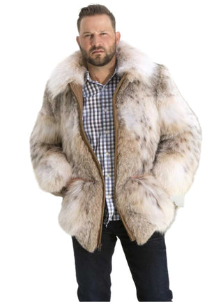 Men's Lynx Fur Bomber Jacket.