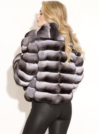 Chinchilla Fur Bolero Jacket with Notch Collar