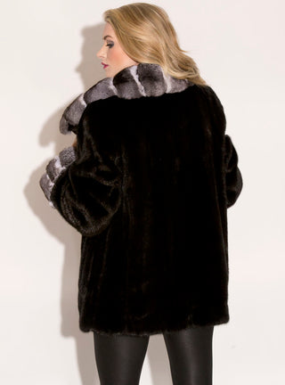 Mink Fur Jacket with Chinchilla Fur Collar and Cuffs.