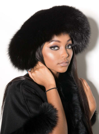 Mink Fur Hat with Fox Fur Trim.