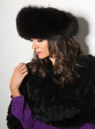 black fox fur headband