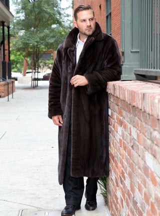 men's full skin mahogany mink fur coat