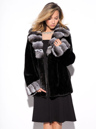 Mink Fur Jacket with Chinchilla Fur Collar and Cuffs.