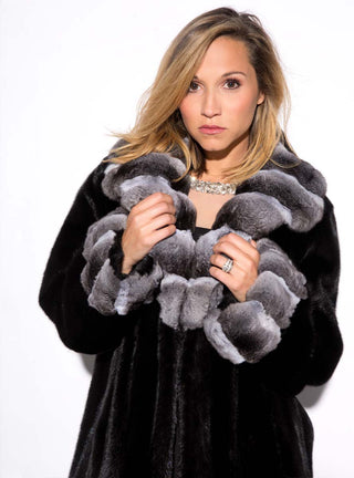 Mink Fur Jacket with Chinchilla Fur Collar and Cuffs.