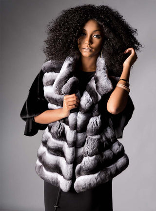 Mink Fur Bolero Jacket with Chinchilla Fur Front