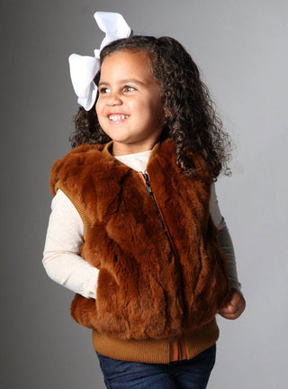 Children's Brown Rabbit Fur Vest.