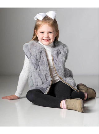 Children's Grey Rabbit Fur Vest.