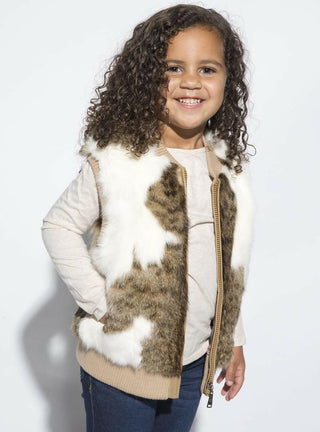 Children's Natural Brown Rabbit Fur Vest.