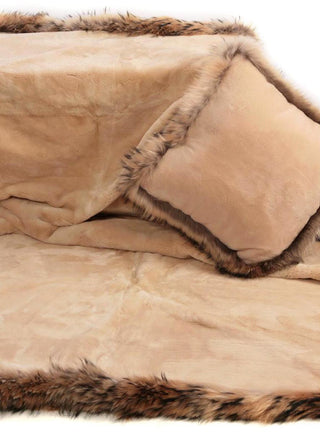 Sheared Beaver Fur Blanket with Crystal Fox Fur Trim.