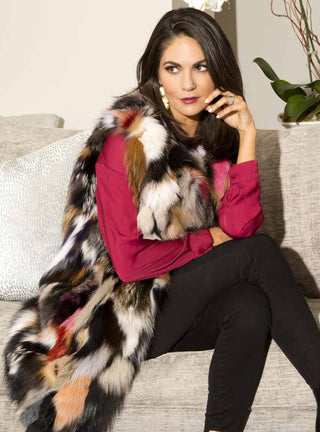 multicolor fox fur vest