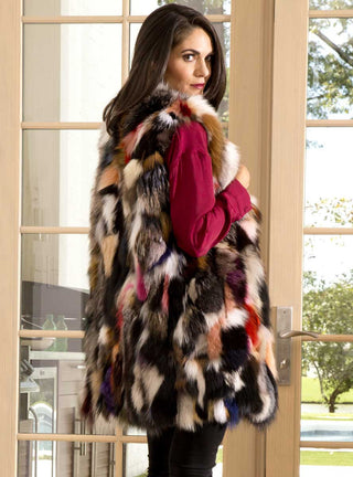 multicolor fox fur vest