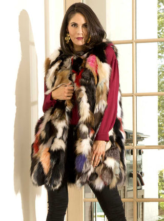 multicolor fox fur vest