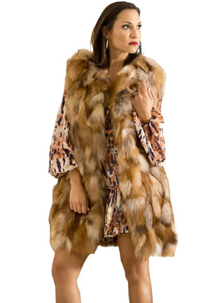 women's crystal fox fur vest