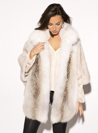 Women's Mink Fur Cape with Fox Fur.