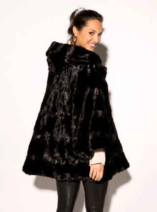 women's mink fur cape with hood