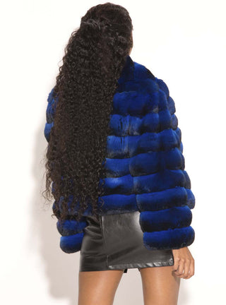 Blue Chinchilla Fur Bolero Jacket.