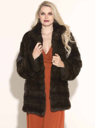 sable fur jacket with horizontal pattern