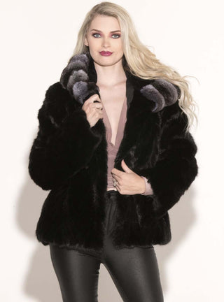 mink jacket with chinchilla hood