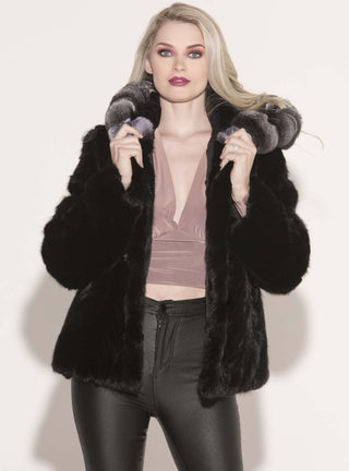 ranch mink fur jacket with chinchilla hood