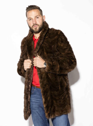 Men's mahogany three quarter length mink fur