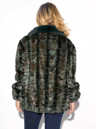 Mink Fur Bomber Jacket with Full Skin Mink Fur Collar