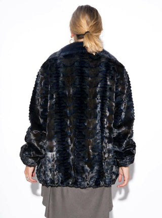 Mink Fur Bomber Jacket with Full Skin Mink Fur Collar