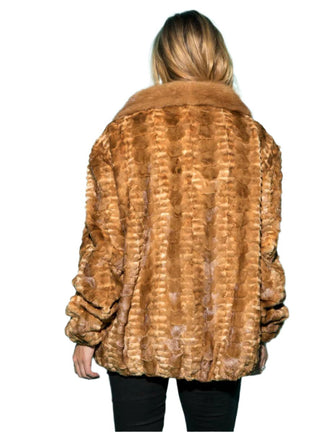 Mink Fur Bomber Jacket with Full Skin Mink Fur Collar