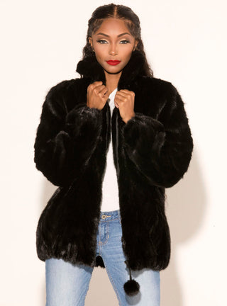 ranch sectioned mink fur bomber jacket